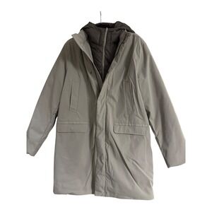 Bugatchi Mens Hooded Parka Coat with Removable Bib Clay Size M NEW